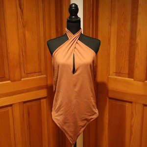 Abercrombie & Fitch Double-Layered Seamless Fabric Halter Cutout Bodysuit